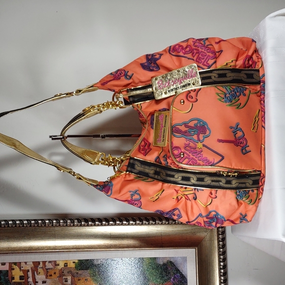 Betseyville by Betsey Johnson Silky Print Fabric Hobo Style Shoulder Bag - Picture 1 of 12